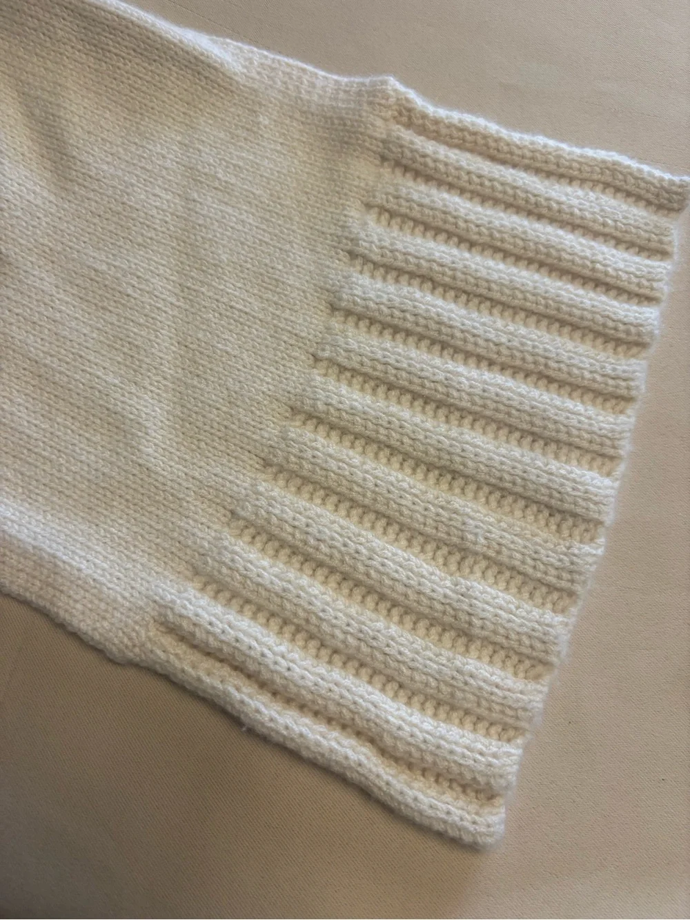 TSE 100% Puré Cashmere Knit Scarf Ivory Cream 11x62” Quiet Luxury